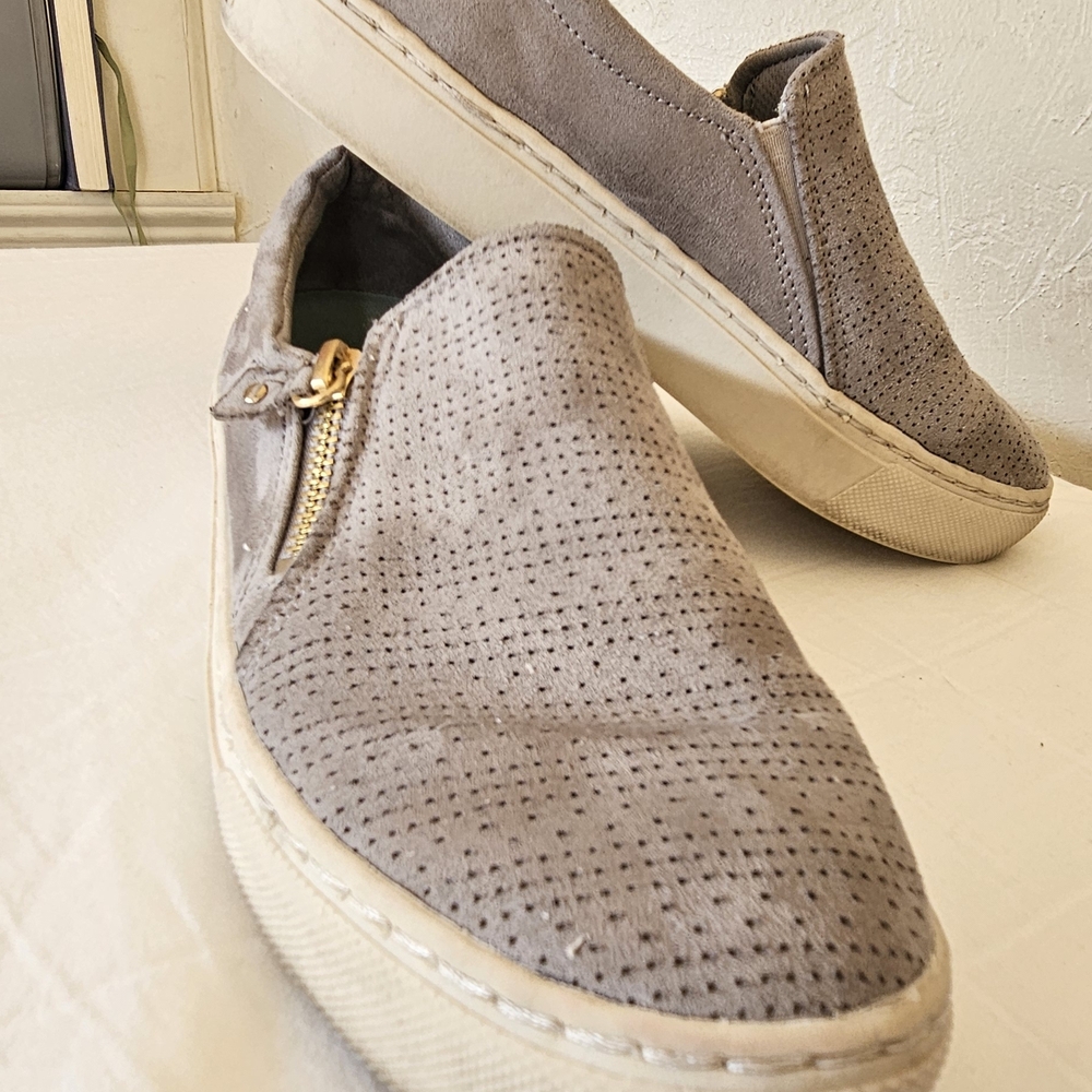 Dr. Scholls Perforated Slip-On Sneakers with Gold Zipper